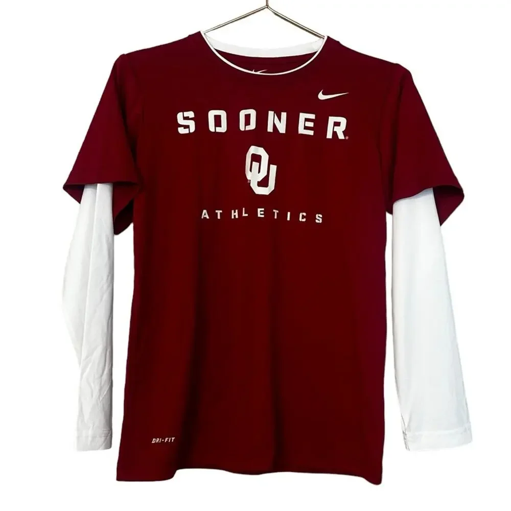 Oklahoma Sooners boys long sleeve dri fit shirt size medium new with tag